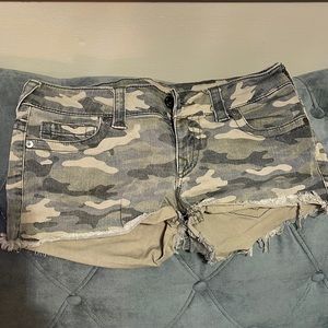 True Religion Camo short shorts